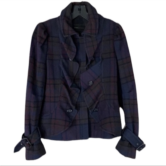 BCBGMaxAzria Ruffle Button Military Style Coat, Size XXS - Picture 1 of 8